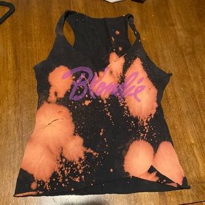 Unique Blondie cut up bleached black tank top Size Extra Small XS